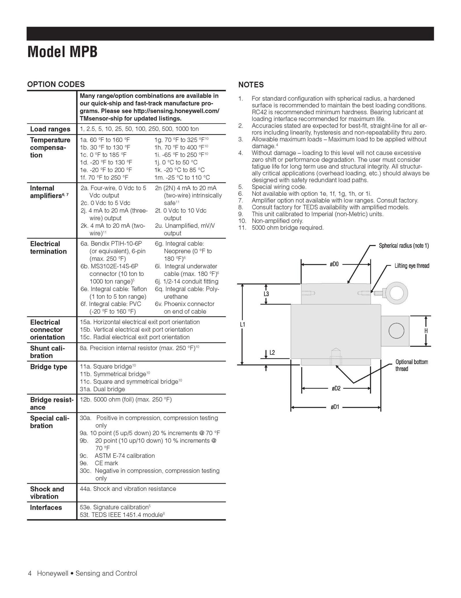 Honeywell / Model MPB / 대용량 소형 압축형 로드셀 - (주)카스스케일코리아