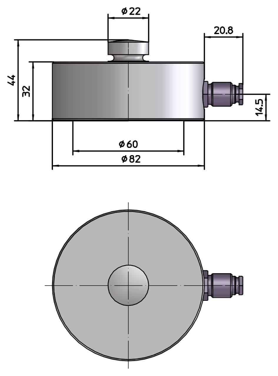 Edelstahl Wägezelle aus INOX für Pharmaindustrie Zeichnung