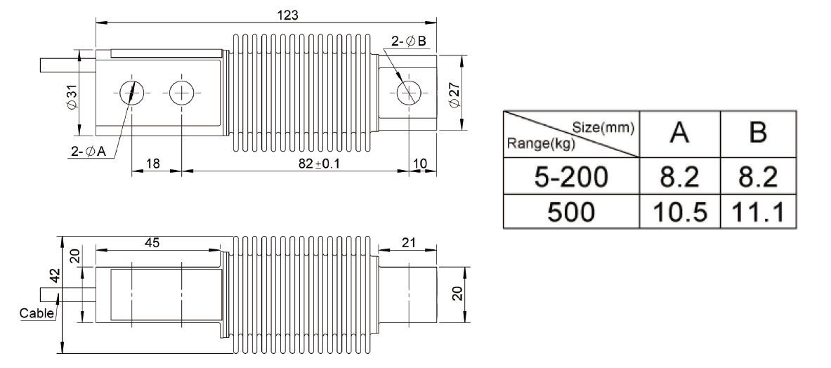Load Cell LBW-dimension