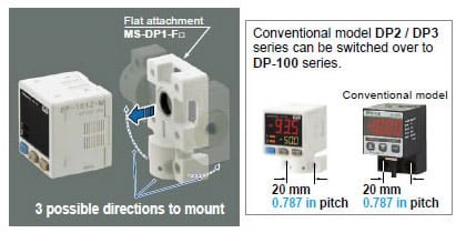 Flat installation on the wall by shifting the direction of the pressure port